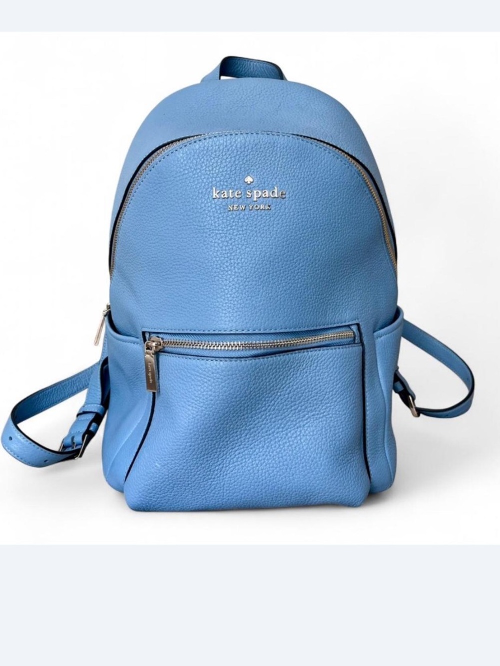 kate spade Light Blue Pebbled Leather Backpack with silver Hardware - Picture 1 of 12